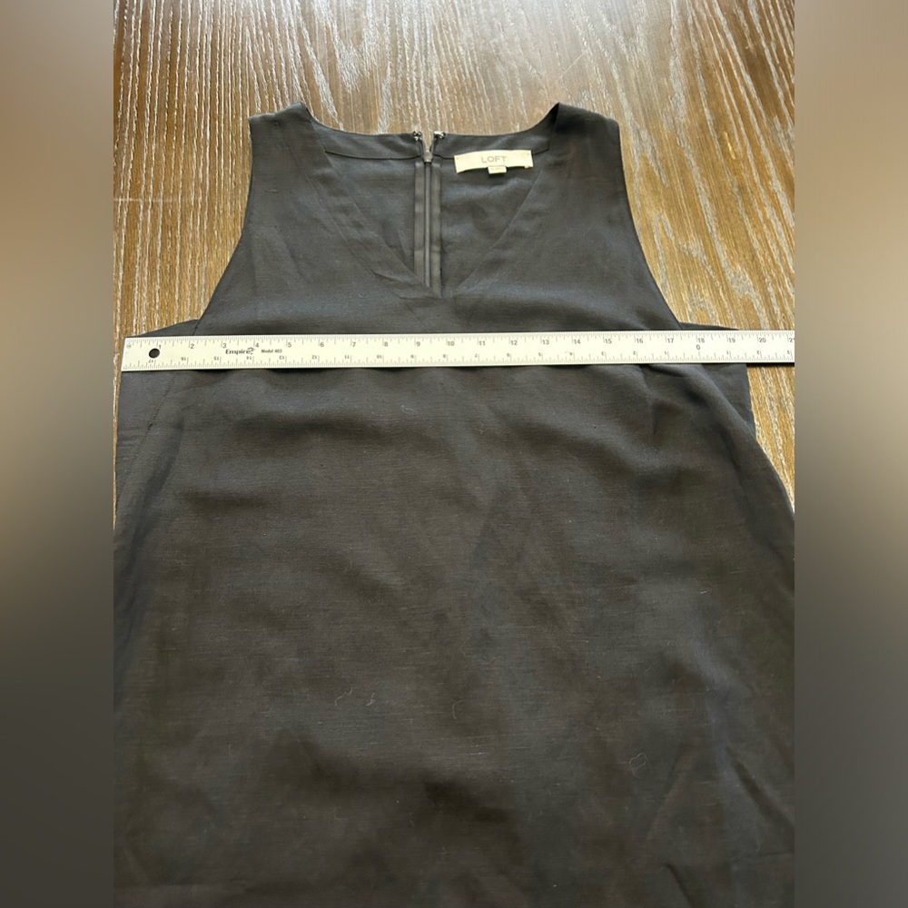 Loft MIDI dress linen viscose‎ lightweight v neck minimalist summer spring - Picture 9 of 10